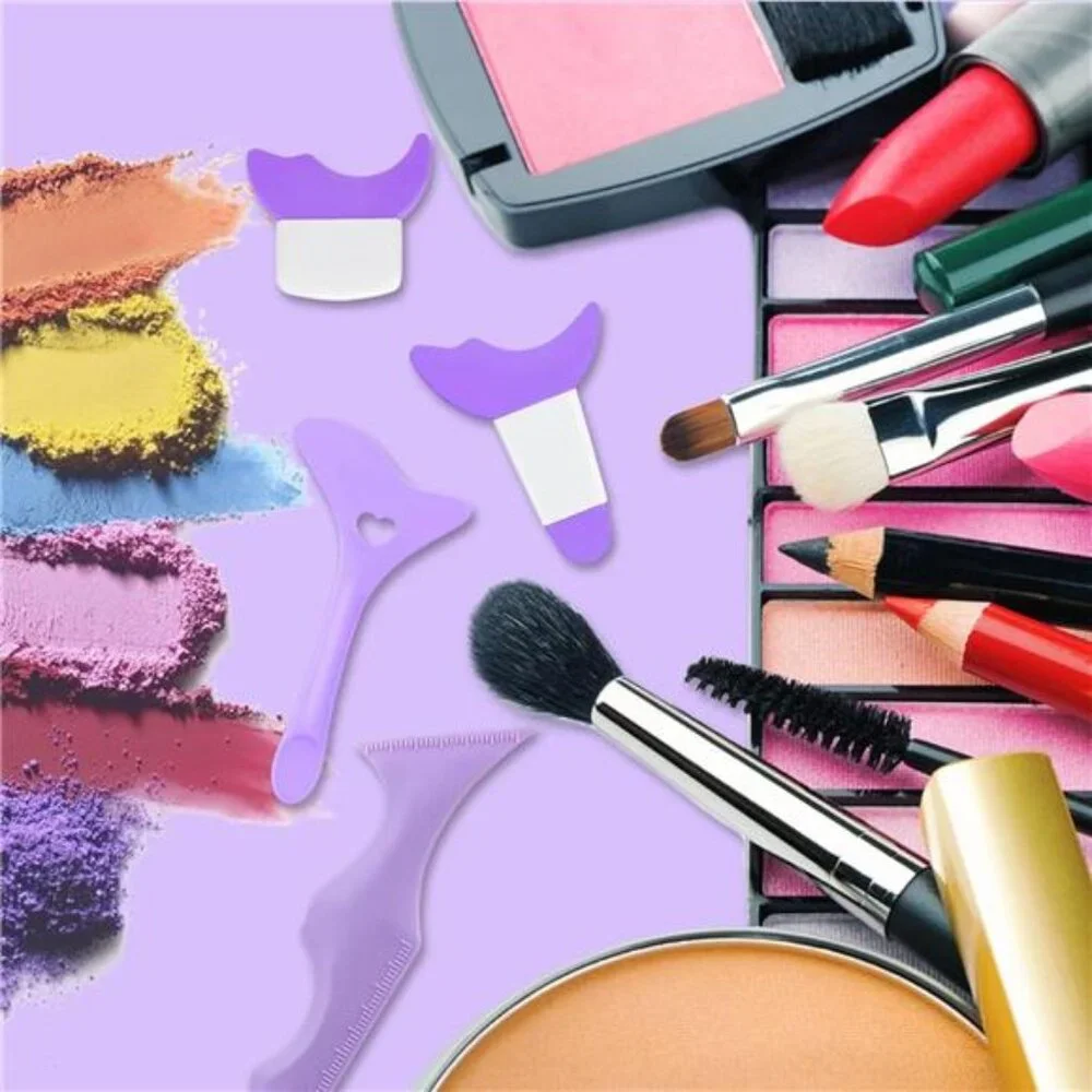 4Pcs Eyeliner Stencils Reusable Silicone Eyeliner guard（Purple）